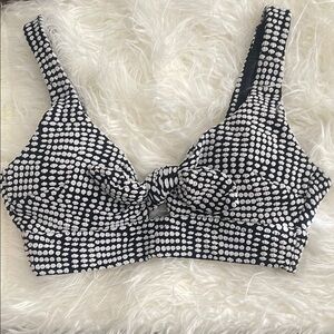 New Aerie Black and White Textured Swim Crop Top Retail $44.95
